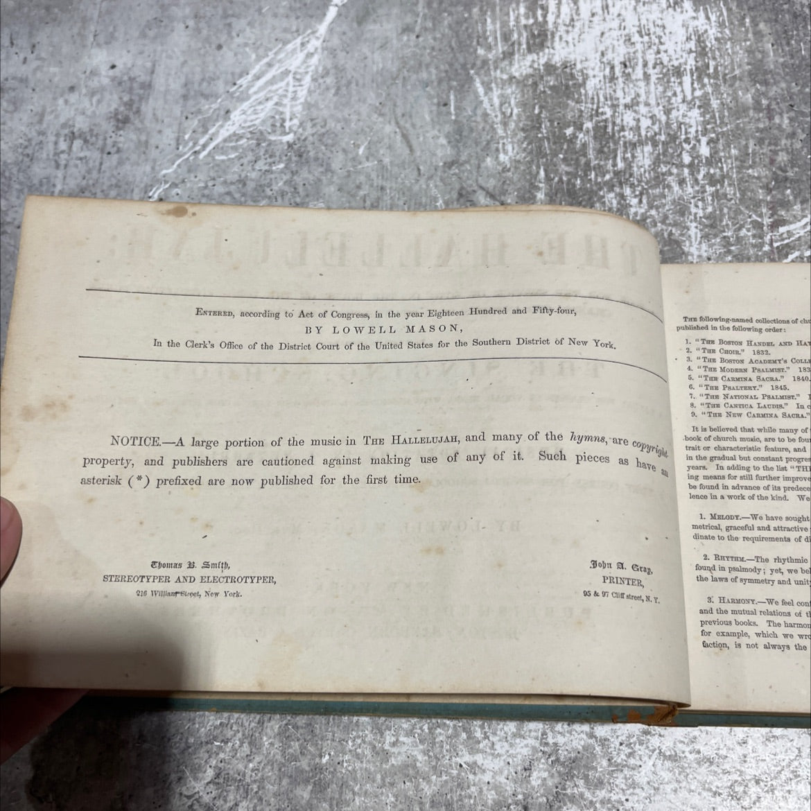 the hallelujah: a book for the service of song in the house of the lord book, by lowell mason, 1854 Leather image 3