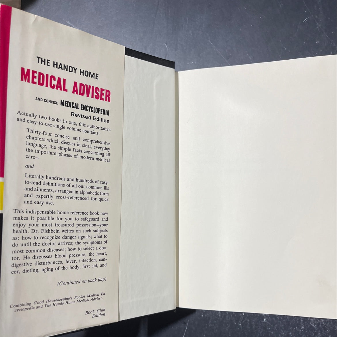 the handy home medical adviser and concise medical encyclopedia book, by morris fishbein, m.d., 1963 Hardcover image 4