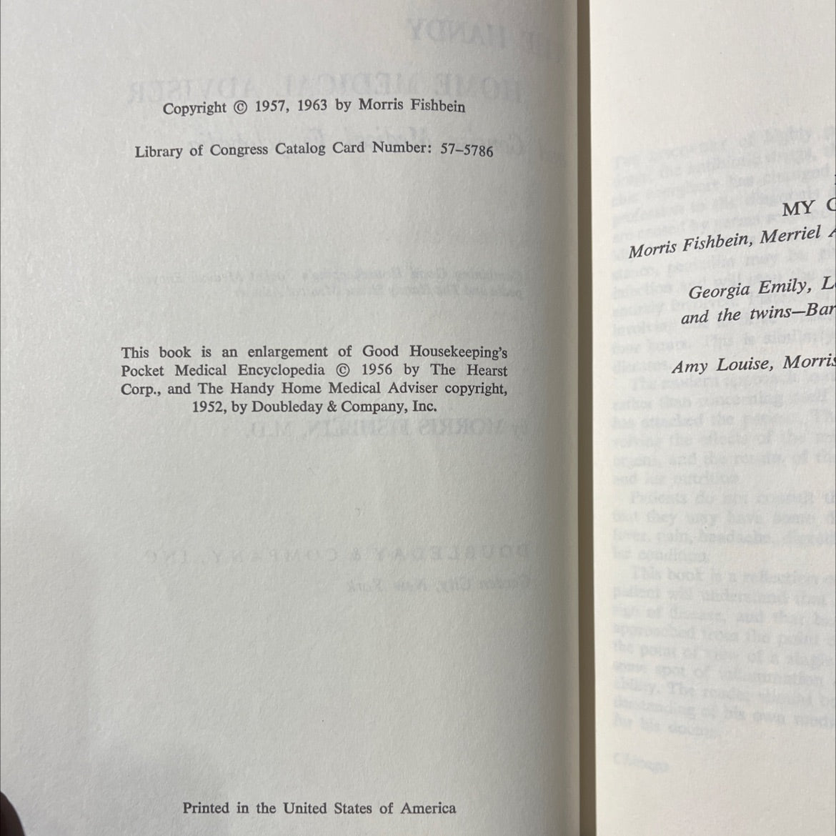 the handy home medical adviser and concise medical encyclopedia book, by morris fishbein, m.d., 1963 Hardcover image 3