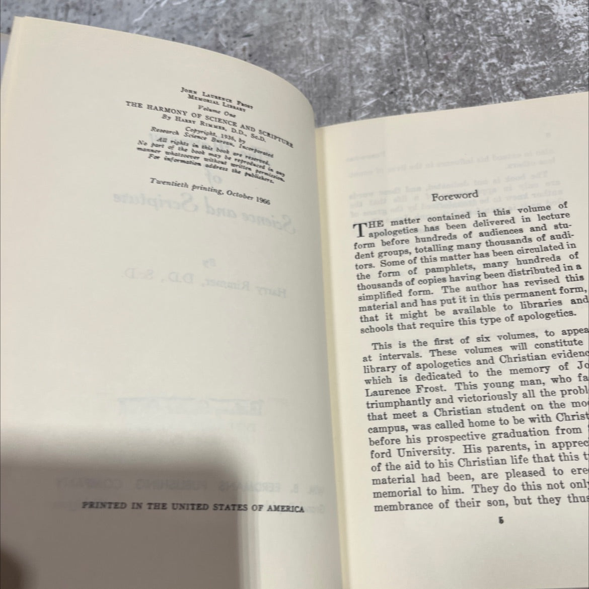 the harmony of science and scripture book, by harry rimmer, 1936 Hardcover image 3