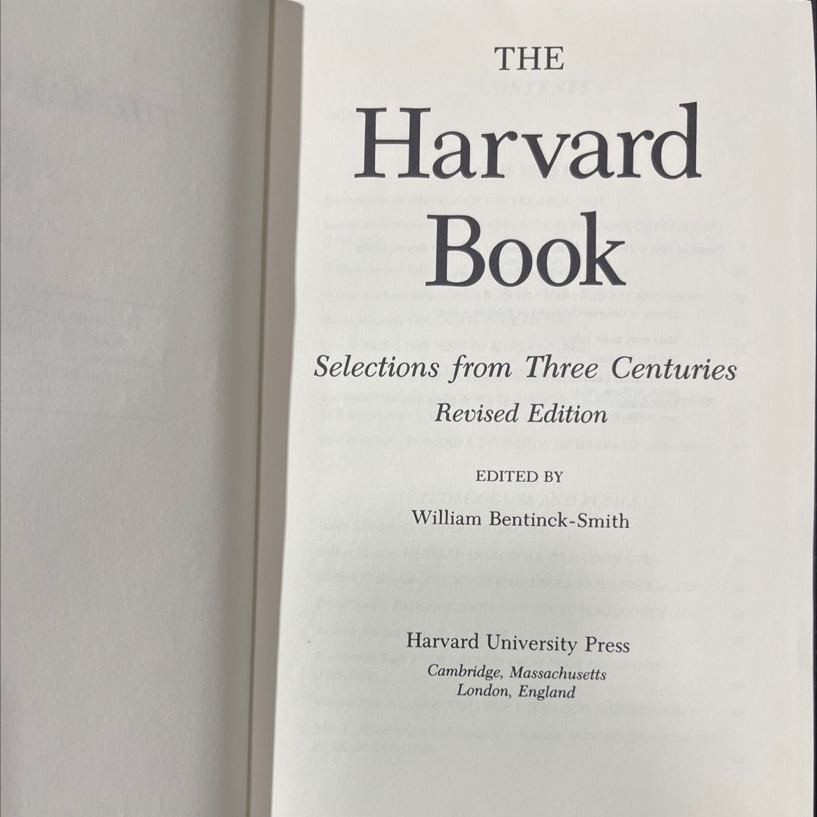the harvard book selections from three centuries revised edition book, by William Bentinck-Smith, 1982 Hardcover image 2