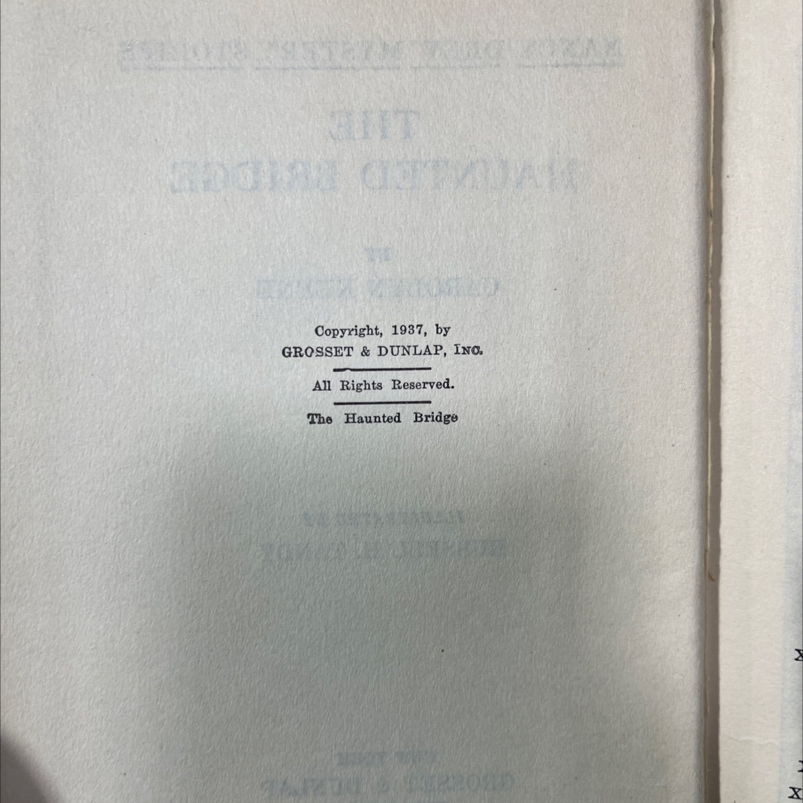 the haunted bridge book, by carolyn keene, 1937 Hardcover image 3
