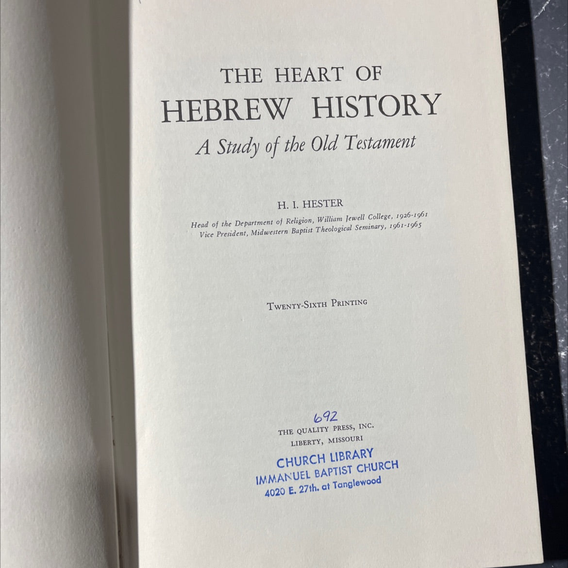 the heart of hebrew history a study of the old testament book, by h. i. hester, 1968 Hardcover image 2