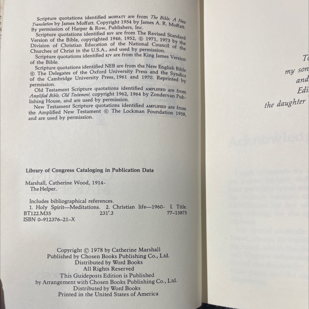 the helper book, by catherine marshall, 1978 Hardcover image 3