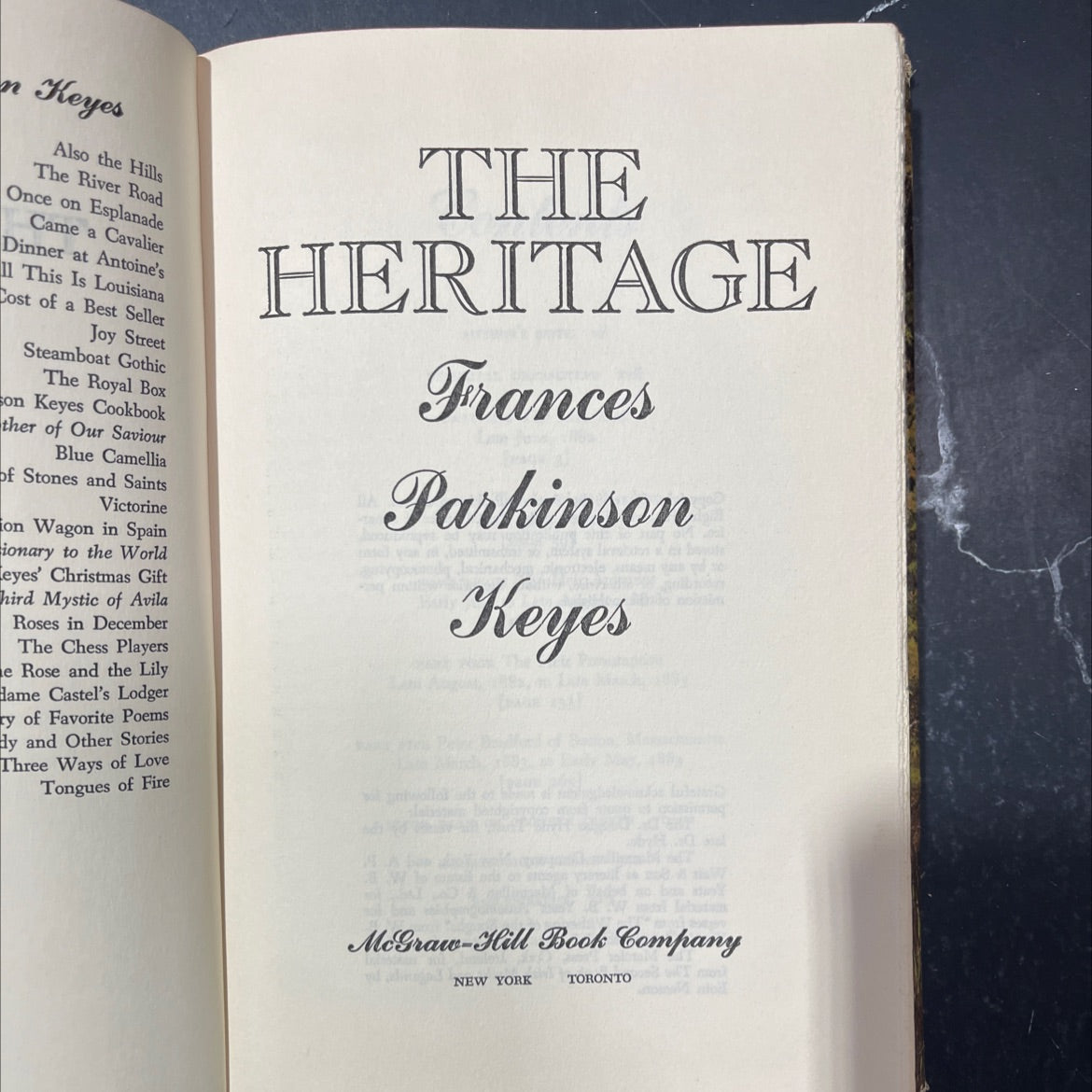 the heritage book, by Frances Parkinson Keyes, 1968 Hardcover image 2
