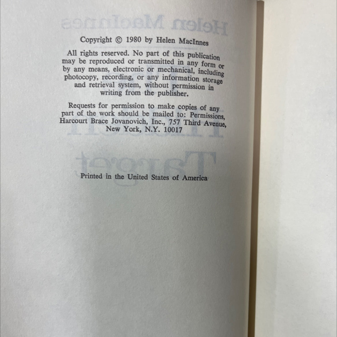 the hidden target book, by Helen MacInnes, 1980 Hardcover image 3