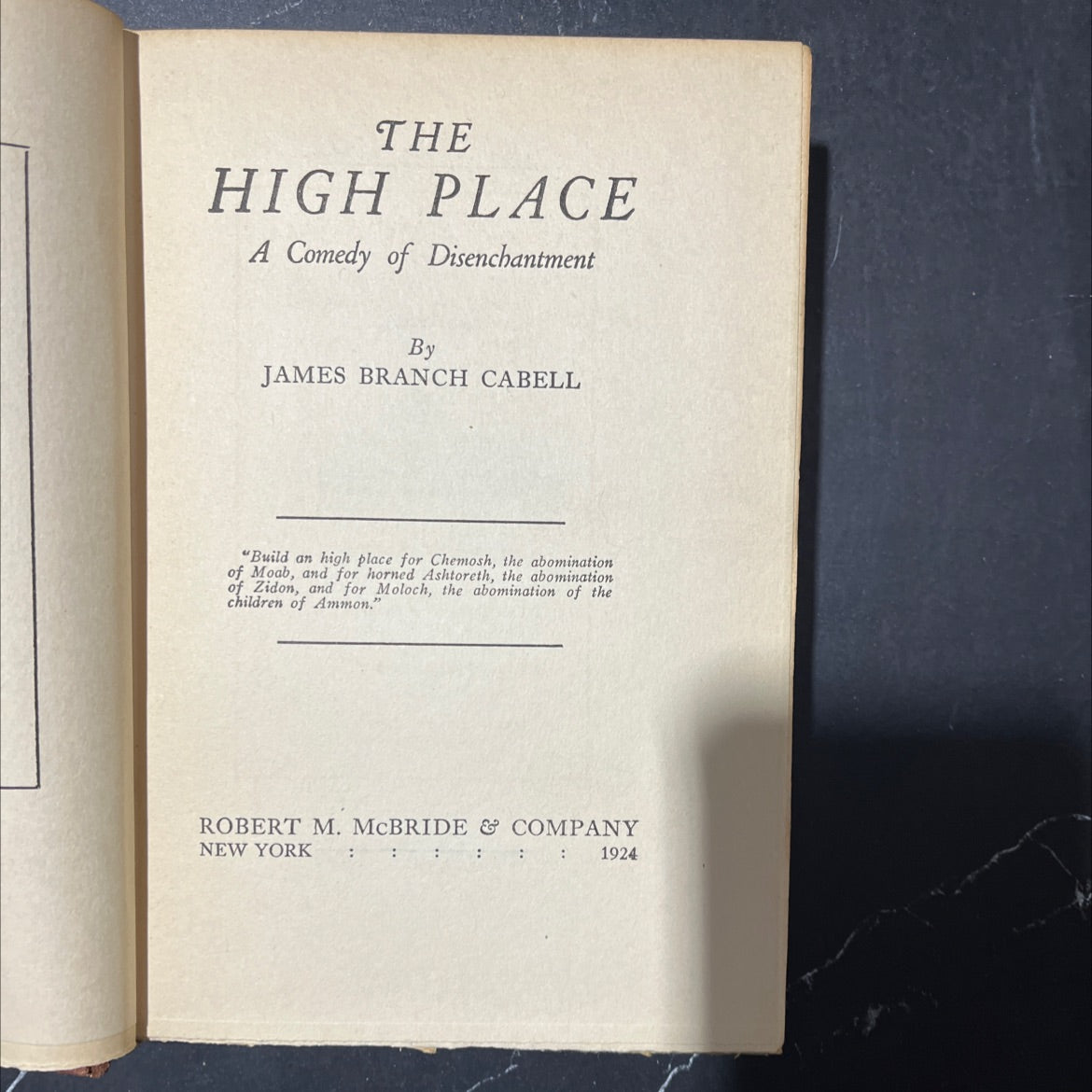 the high place a comedy of disenchantment book, by james branch cabell, 1924 Hardcover image 2