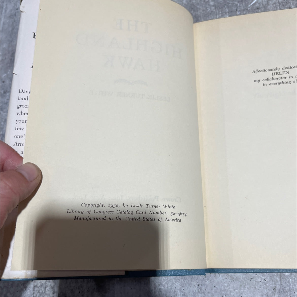 the highland hawk book, by leslie turner white, 1952 Hardcover image 3
