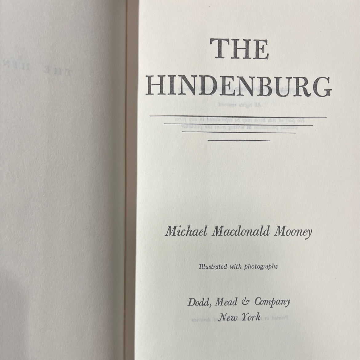 the hindenburg book, by Michael Macdonald Mooney, 1972 Hardcover image 2