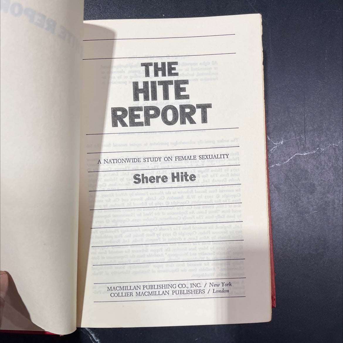 the hite report a nationwide study on female sexuality book, by shere hite, 1976 Hardcover image 2