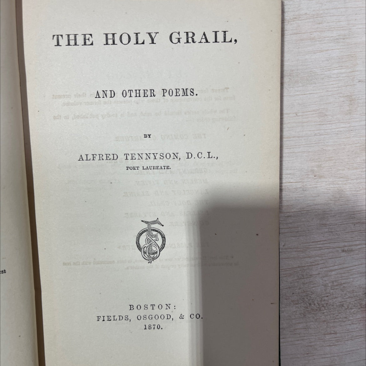 the holy grail, tossici and other poems book, by alfred tennyson, 1870 Hardcover, Antique image 2