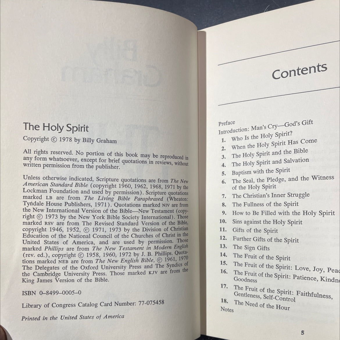 the holy spirit activating god's power in your life book, by billy graham, 1978 Hardcover image 3