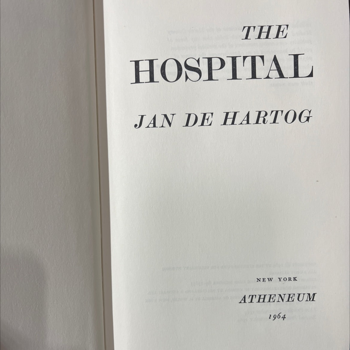 the hospital book, by jan de hartog, 1964 Hardcover image 2