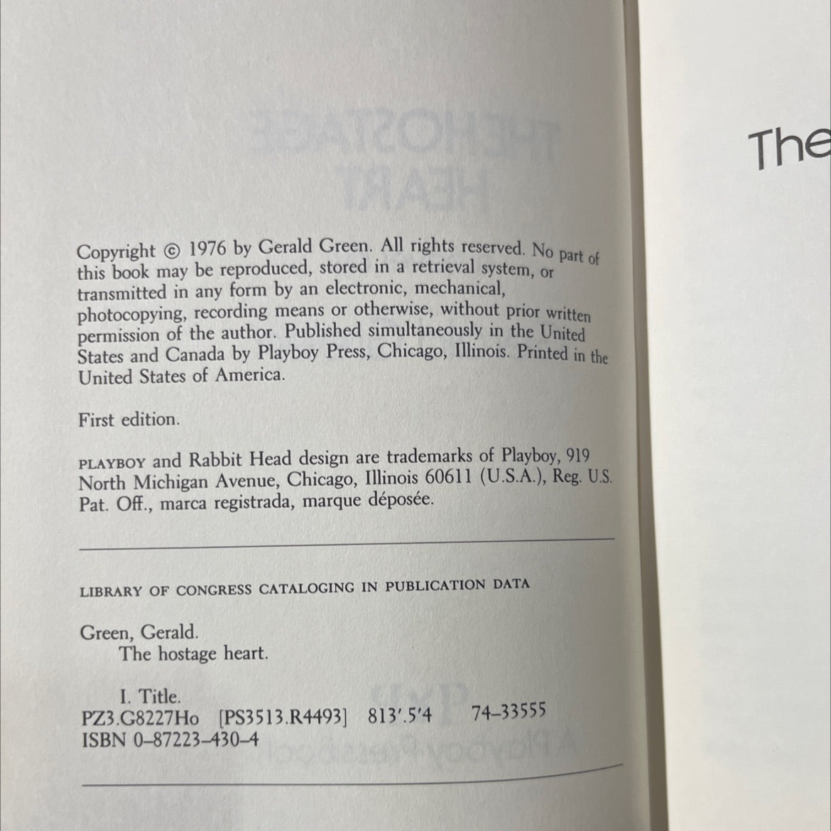 the hostage heart book, by Gerald Green, 1976 Hardcover image 3