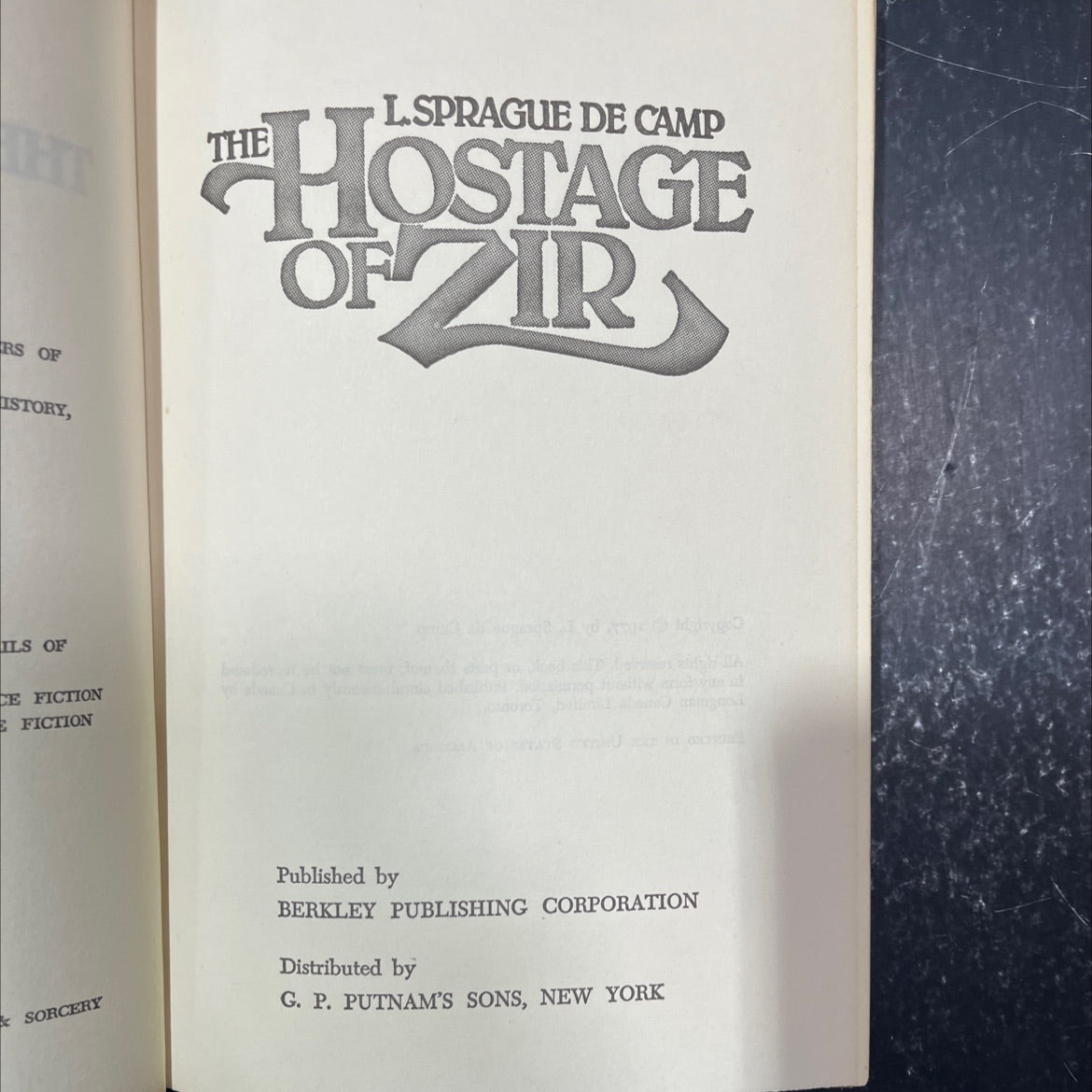 the hostage of zir book, by L. Sprague de Camp, 1977 Hardcover image 2