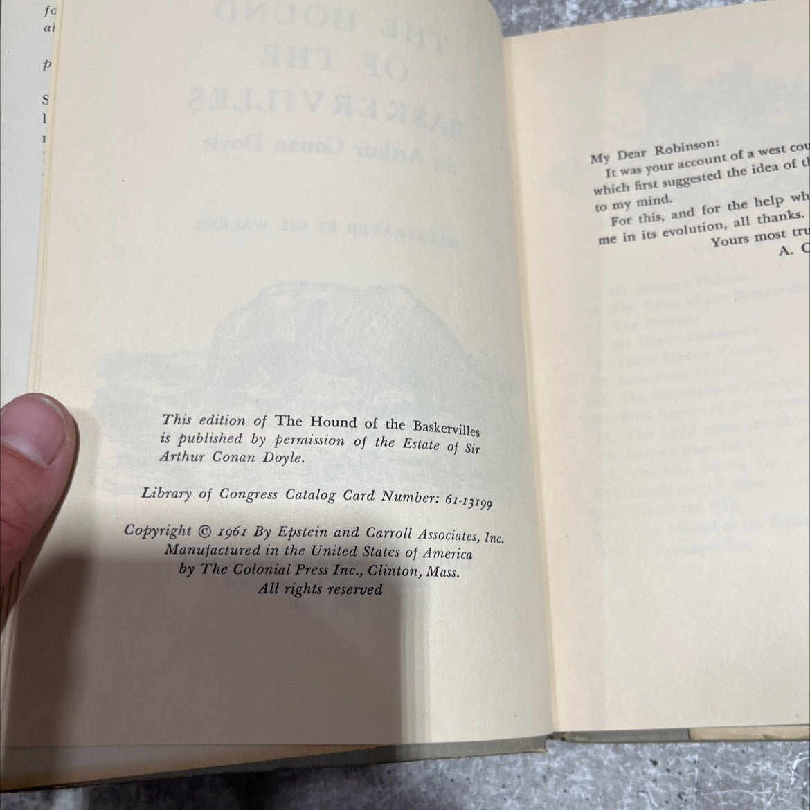 the hound of the baskervilles book, by sir arthur conan doyle, 1961 Hardcover image 3