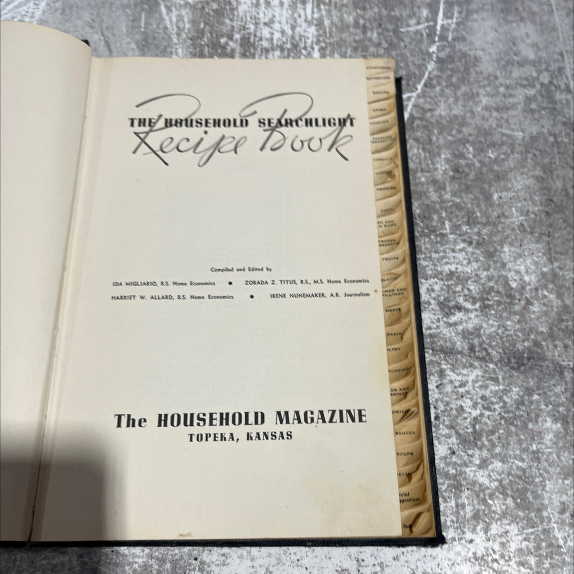 the household searchlight recipe book book, by ida migliario, zorada z. titus, bayou harriet w. allard, irene image 2