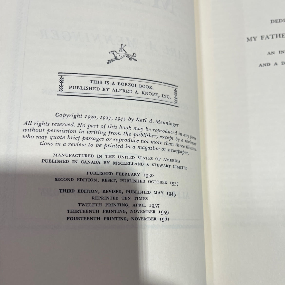 the human mind book, by karl a. menninger, 1961 Hardcover image 3