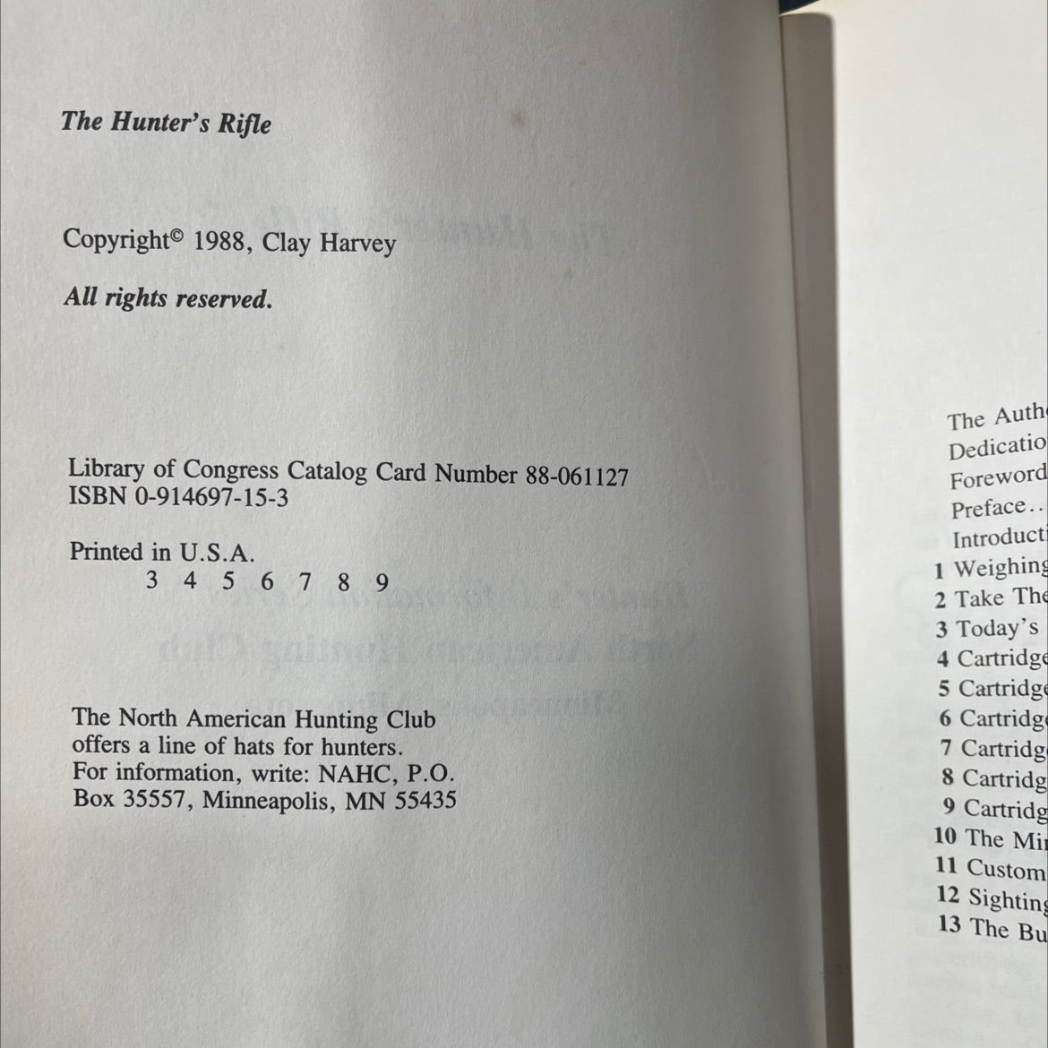 the hunter's rifle book, by Clay Harvey, 1988 Hardcover image 3