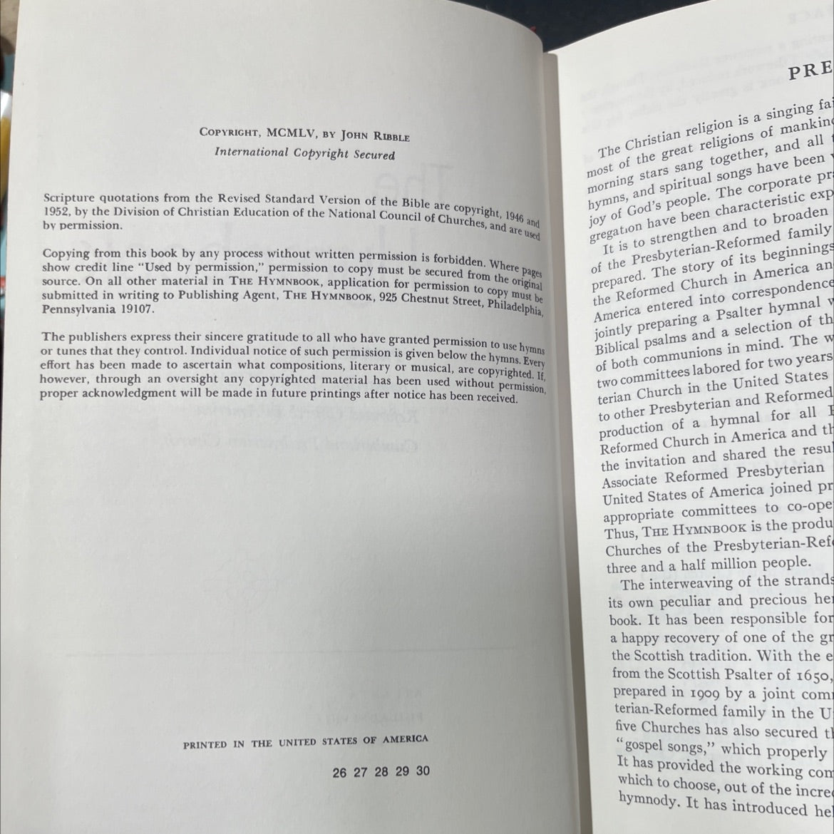 the hymnbook book, by john ribble, 1955 Hardcover image 3