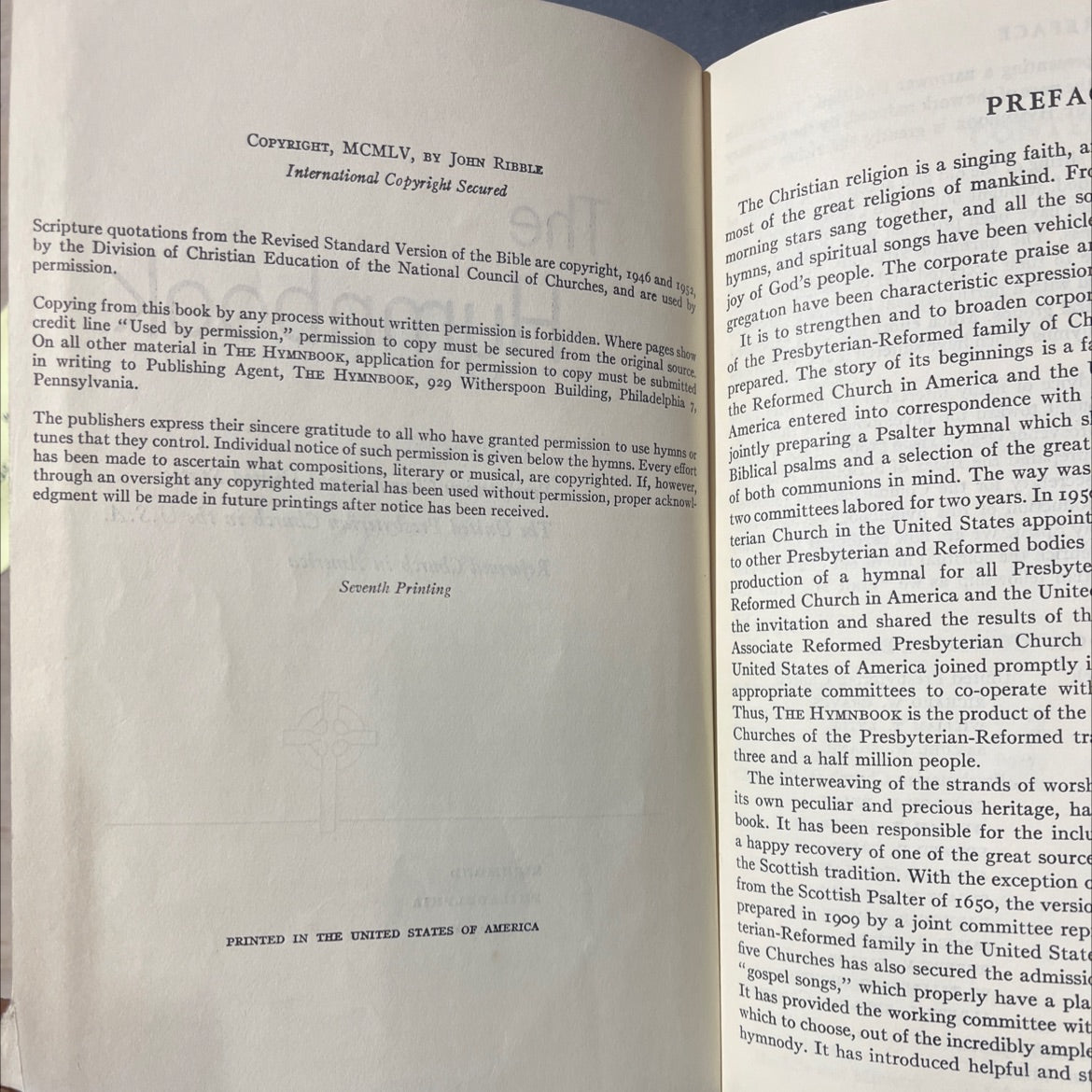 the hymnbook book, by john ribble, 1955 Hardcover image 3