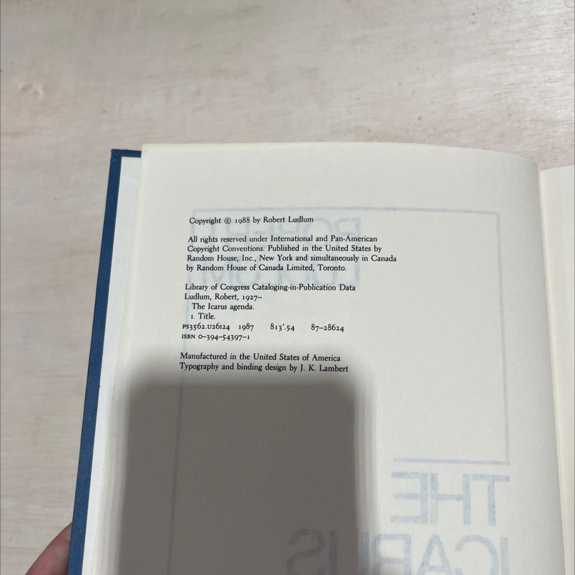 the icarus agenda book, by robert ludlum, 1988 Hardcover image 3