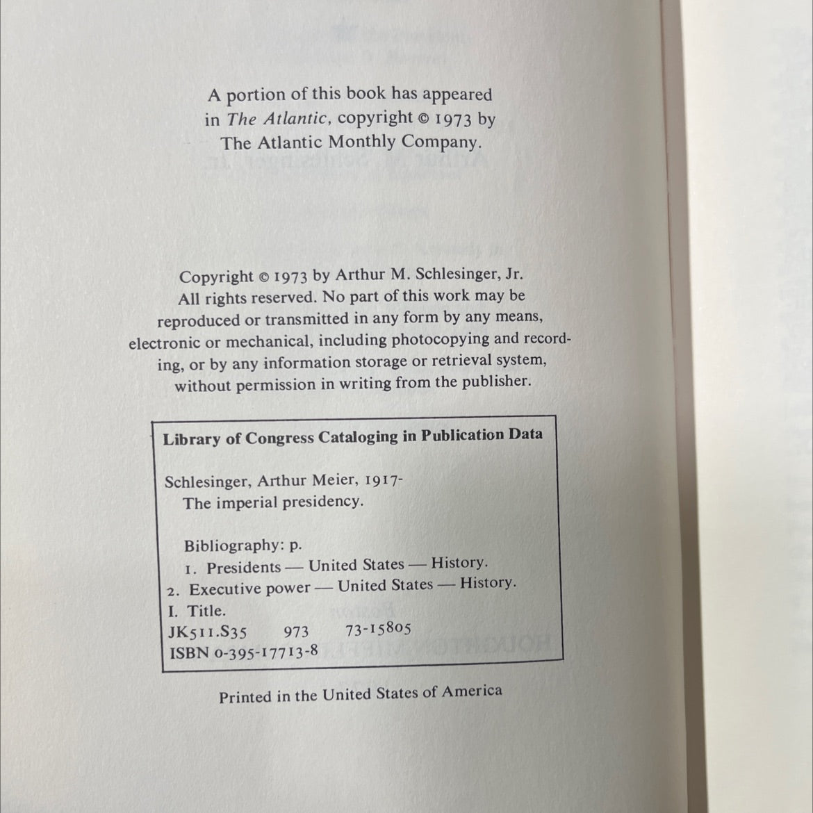 the imperial presidency book, by Arthur M. Schlesinger, Jr., 1973 Hardcover image 3