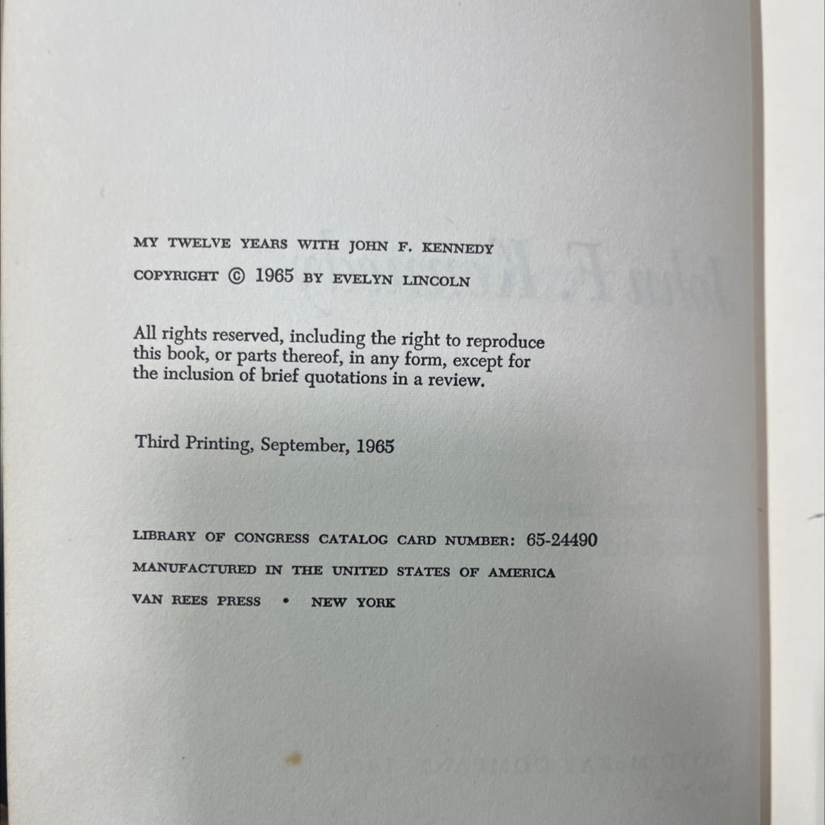 my twelve years with john f. kennedy book, by evelyn lincoln, 1965 Hardcover image 3