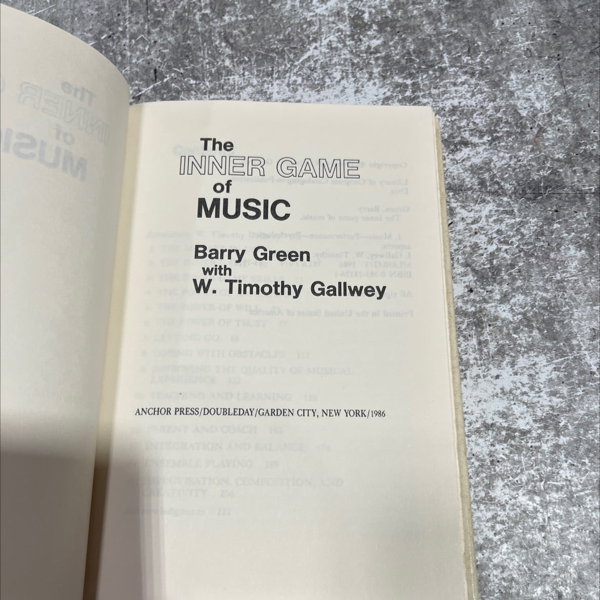 the inner game of music book, by Barry Green, 1986 Hardcover image 2