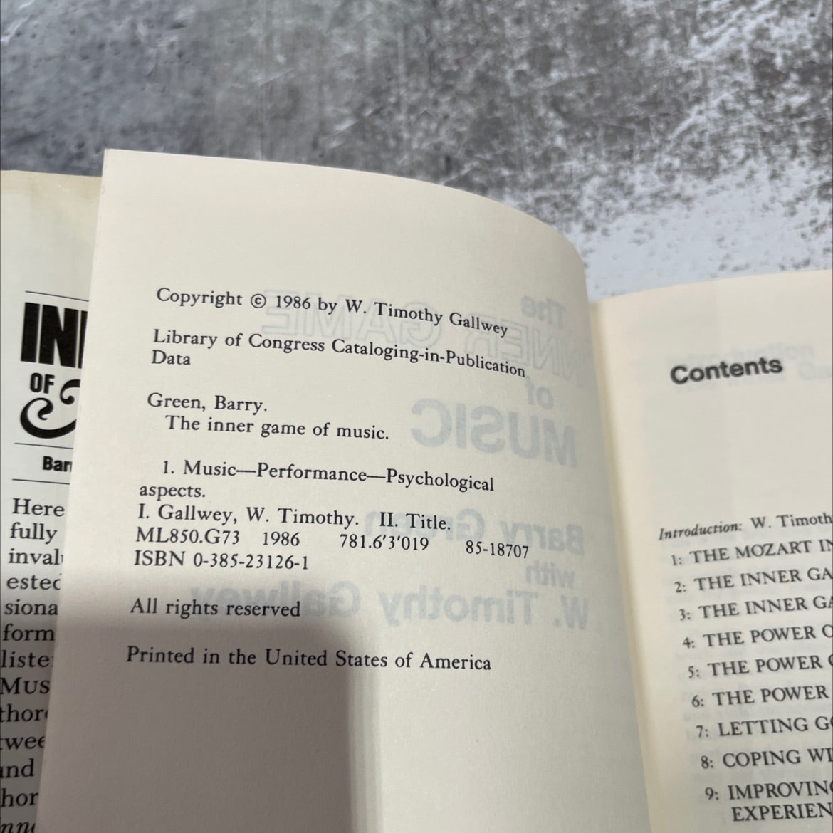 the inner game of music book, by Barry Green, 1986 Hardcover image 3