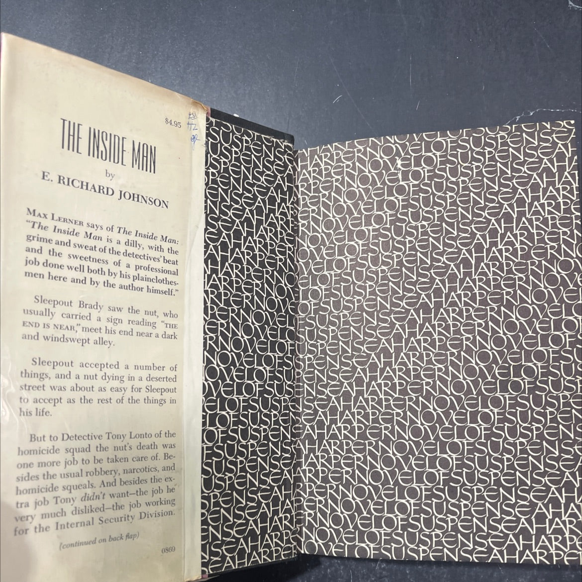 the inside man book, by e. richard johnson, 1969 Hardcover image 4
