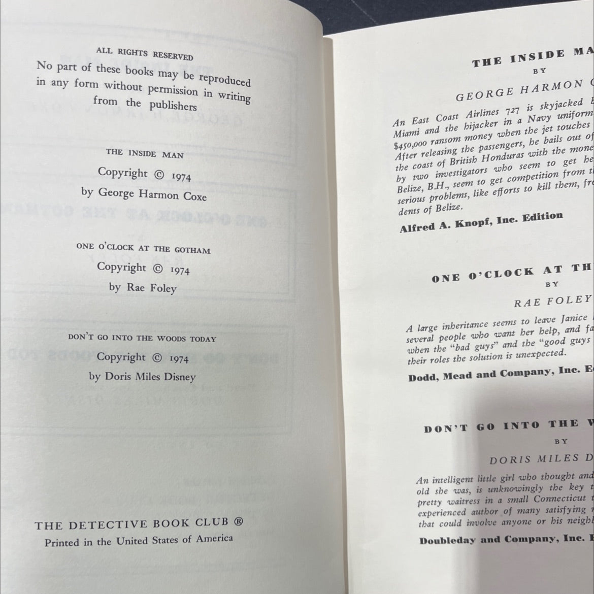 the inside man book, by george harmon coxe, 1974 Hardcover image 3