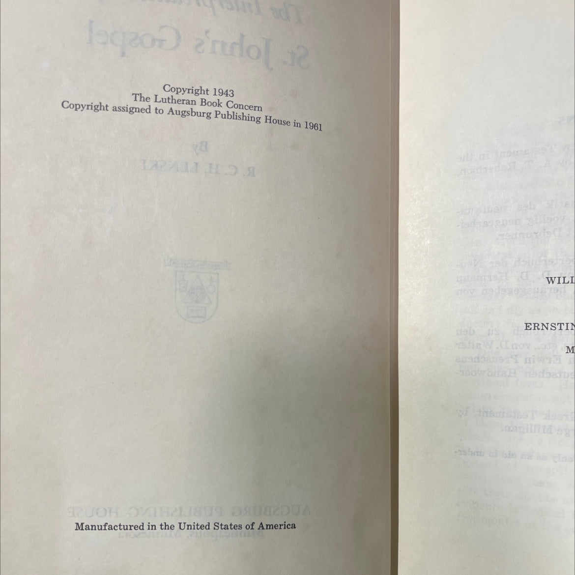 the interpretation of st. john's gospel book, by r. c. h. lenski, 1961 Hardcover image 3
