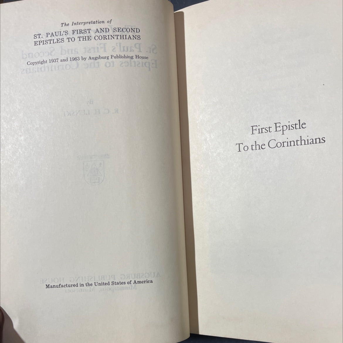 the interpretation of st. paul's first and second epistles to the corinthians book, by r. c. h. lenski, 1963 Hardcover image 3
