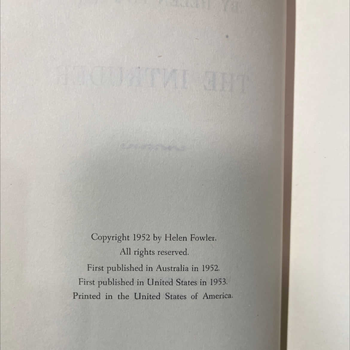 the intruder book, by helen fowler, 1953 Hardcover image 3