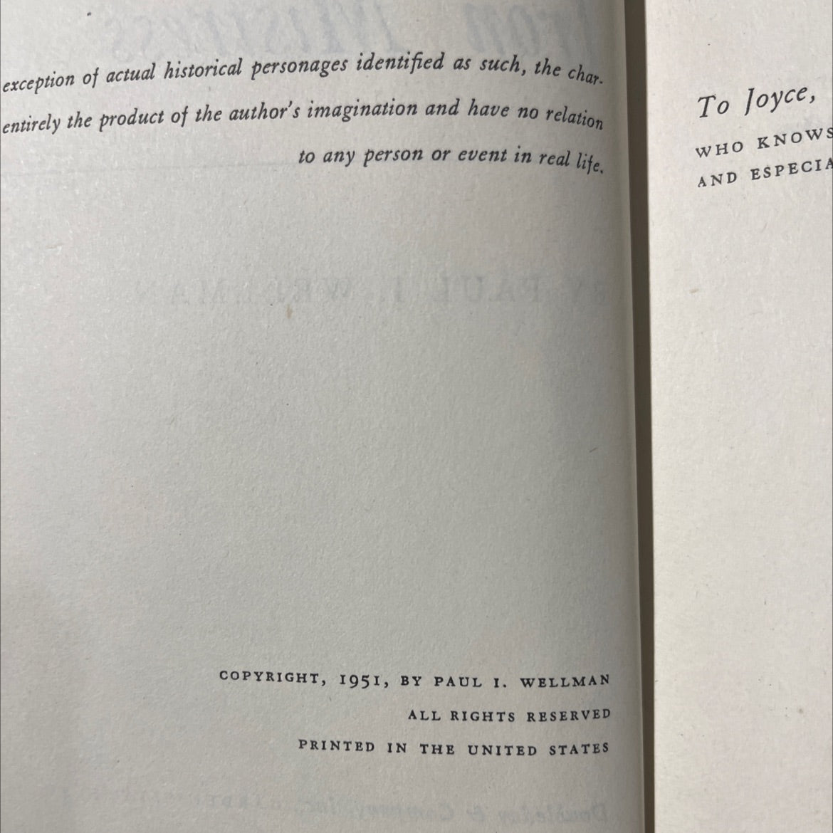 the iron mistress book, by paul i. wellman, 1951 Hardcover image 3