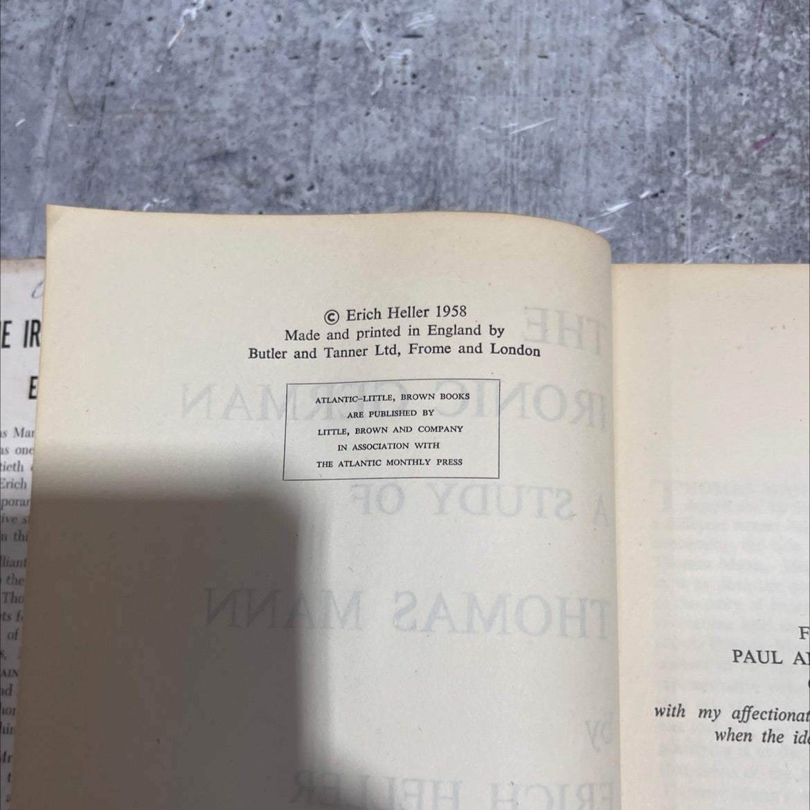 the ironic german a study of thomas mann book, by erich heller, 1958 Hardcover image 3