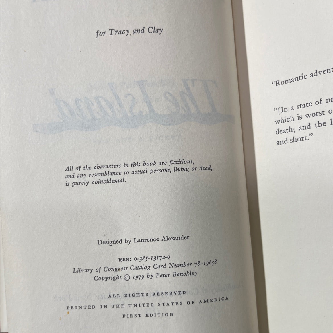the island book, by Peter Benchley, 1979 Hardcover image 3