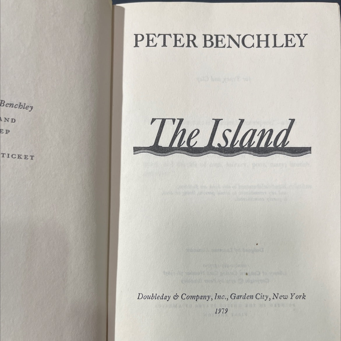 the island book, by Peter Benchley, 1979 Hardcover image 2