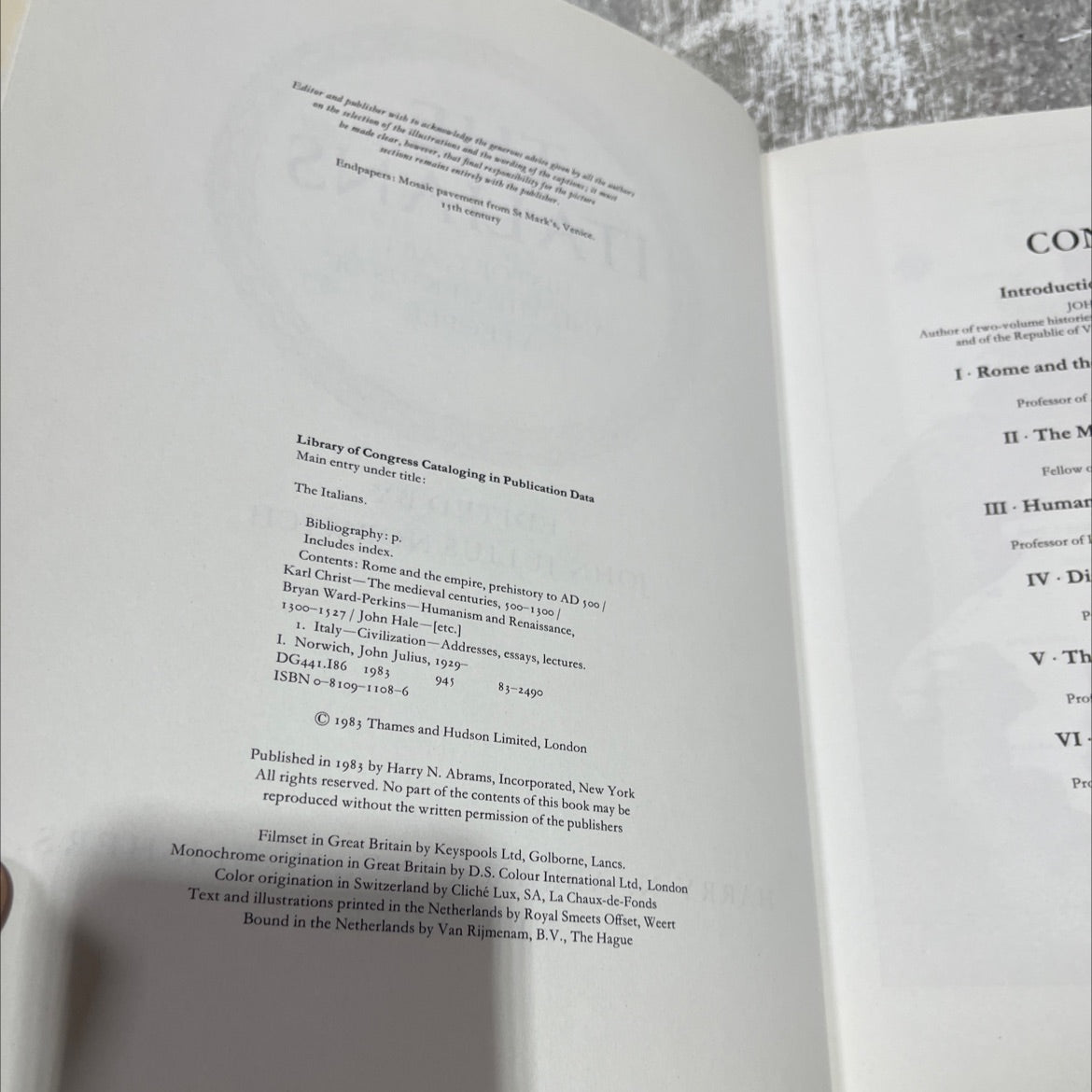 the italians history, art, and the genius of a people book, by john julius norwich, 1983 Hardcover image 3
