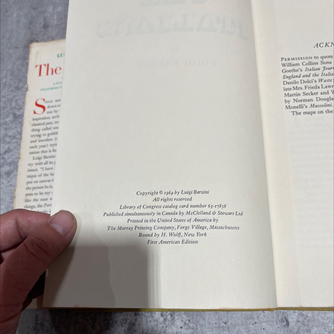 the italians book, by luigi barzini, 1964 Hardcover image 3