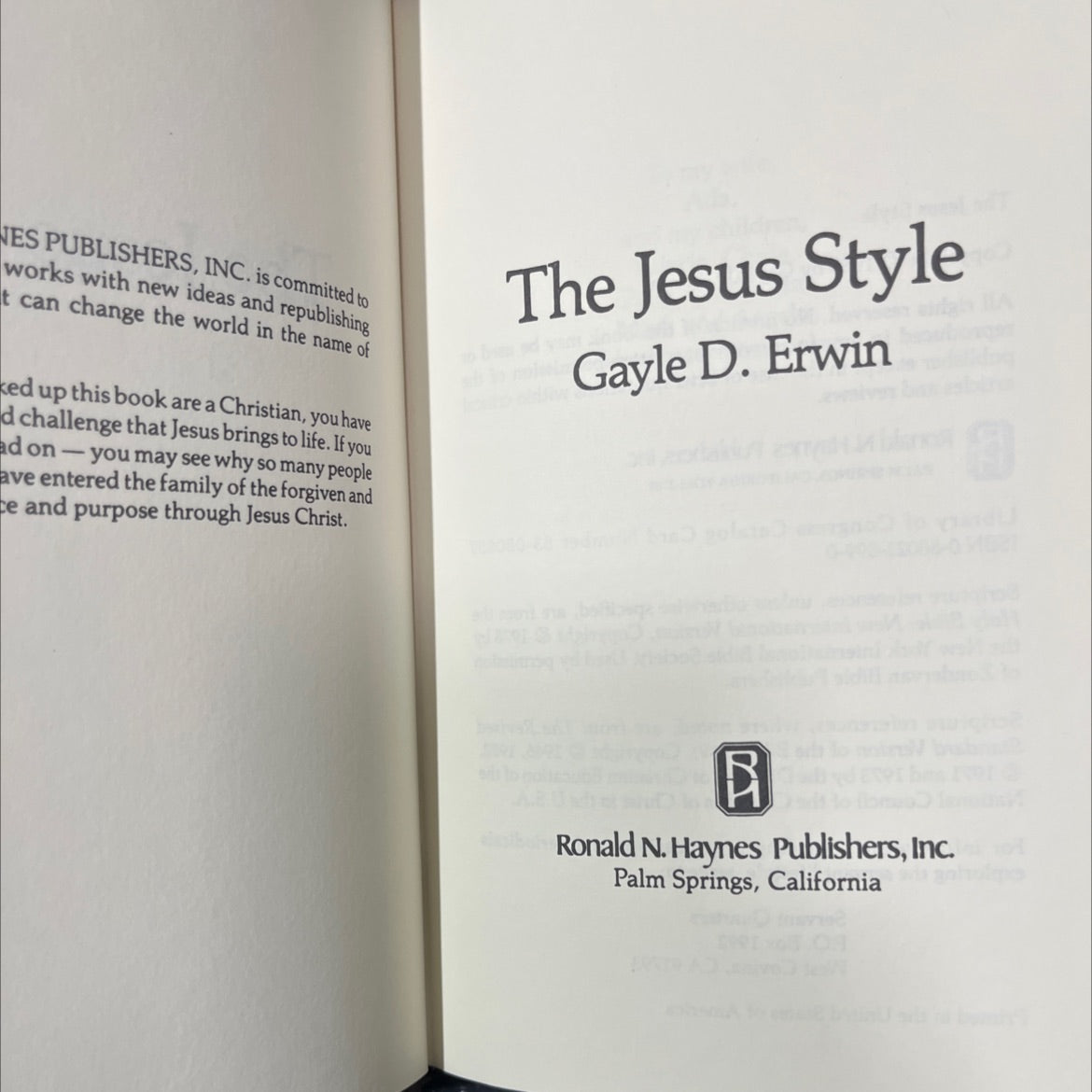 the jesus style book, by gayle d. erwin, 1983 Hardcover image 2