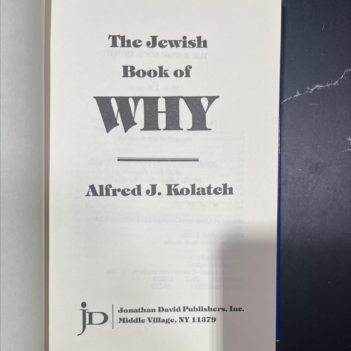 the jewish book of why book, by Alfred J. Kolatch, 1988 Hardcover image 2