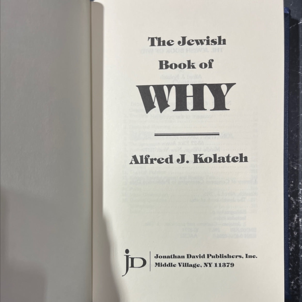 the jewish book of why book, by Alfred J. Kolatch, 1997 Hardcover image 2