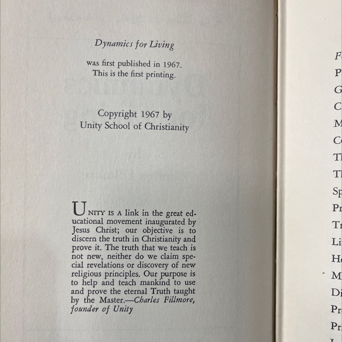 the key to life bookshelf dynamics for living book, by charles fillmore, 1967 Hardcover image 3