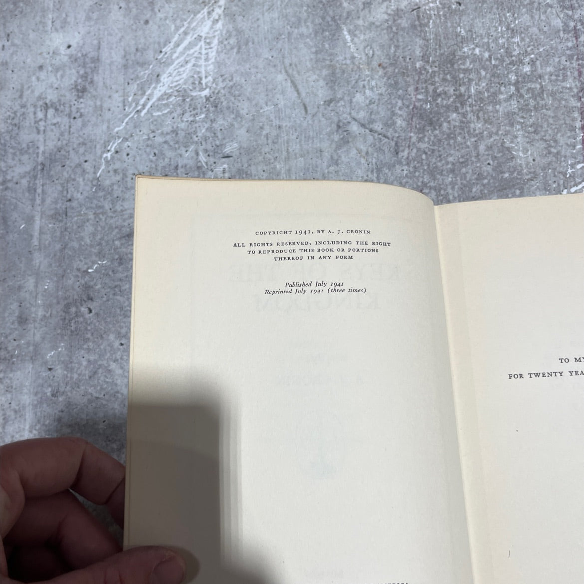 the keys of the kingdom book, by A. J. Cronin, 1941 Hardcover image 3