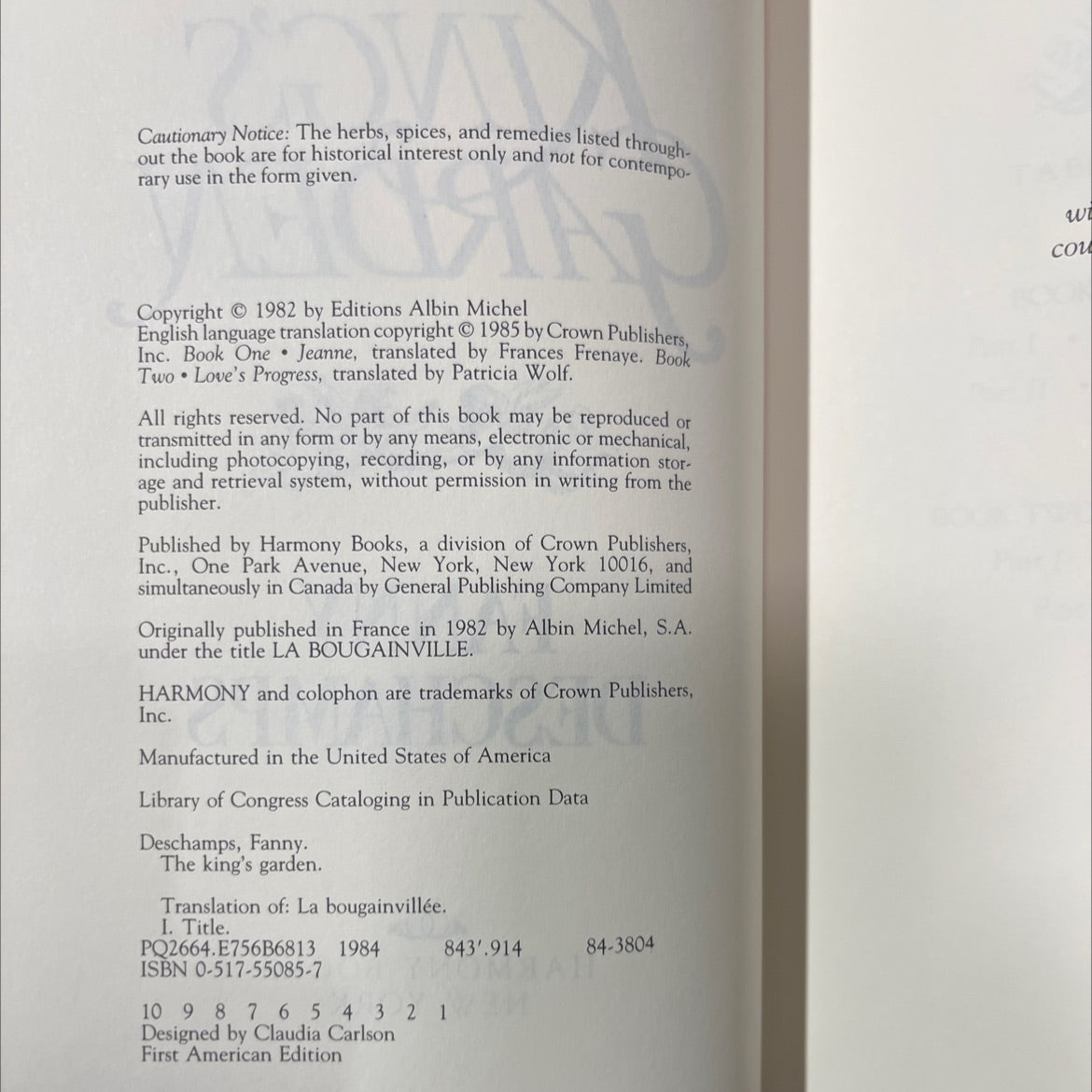 the king's garden book, by fanny deschamps, 1985 Hardcover image 3