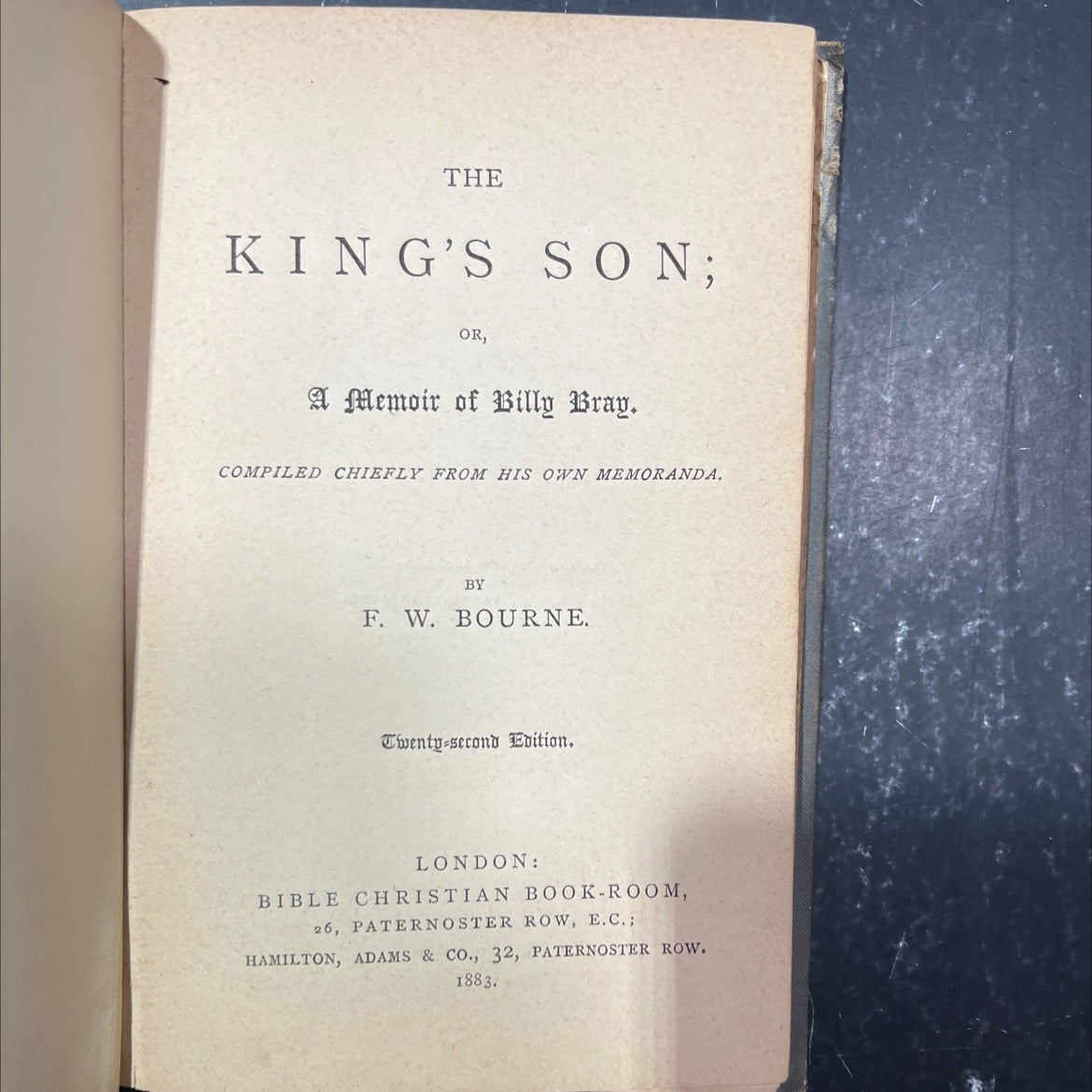 the king's son; or, a memoir of billy bray book, by f. w. bourne, 1883 Hardcover image 2