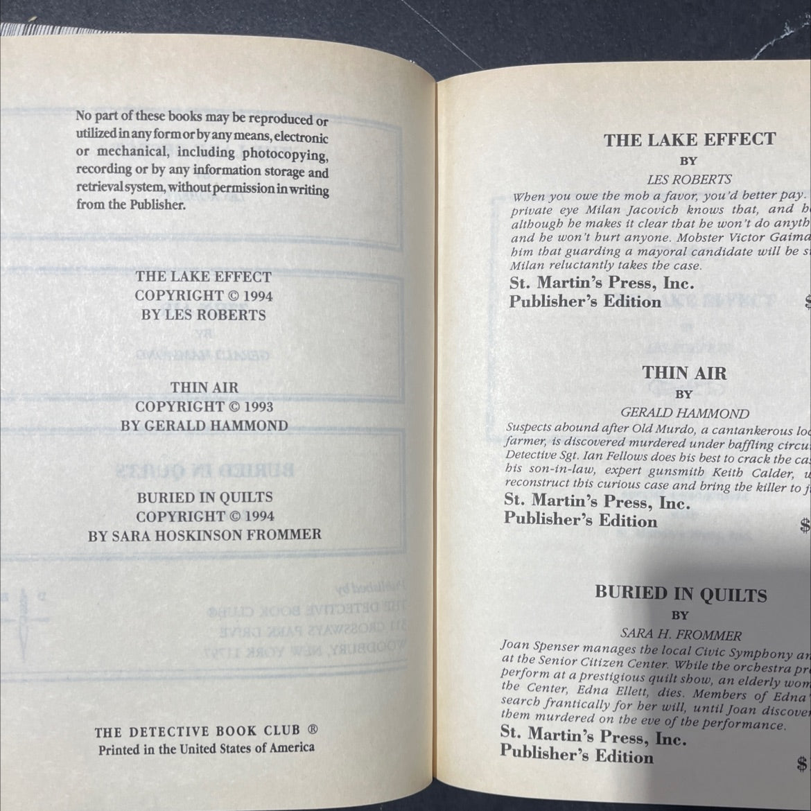 the lake effect book, by les roberts, 1994 Hardcover image 3