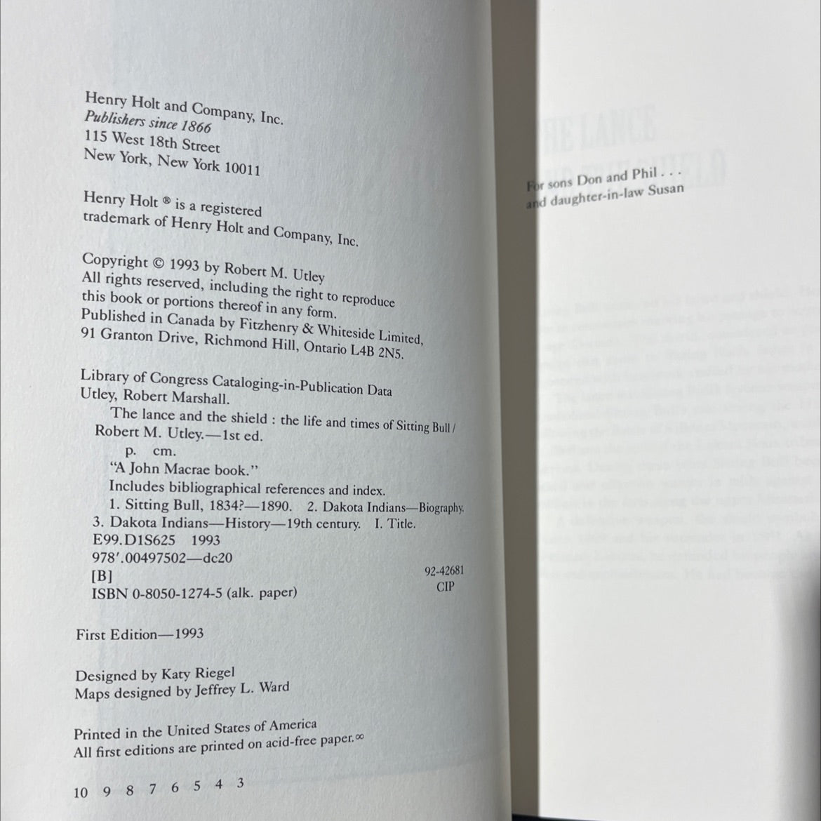 the lance and the shield: the life and times of sitting bull book, by robert m. utley, 1993 Hardcover image 3